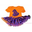 Halloween Orange Baby Bodysuit Purple Pumpkin Pettiskirt & Purple Pumpkin Hat Print JS4677